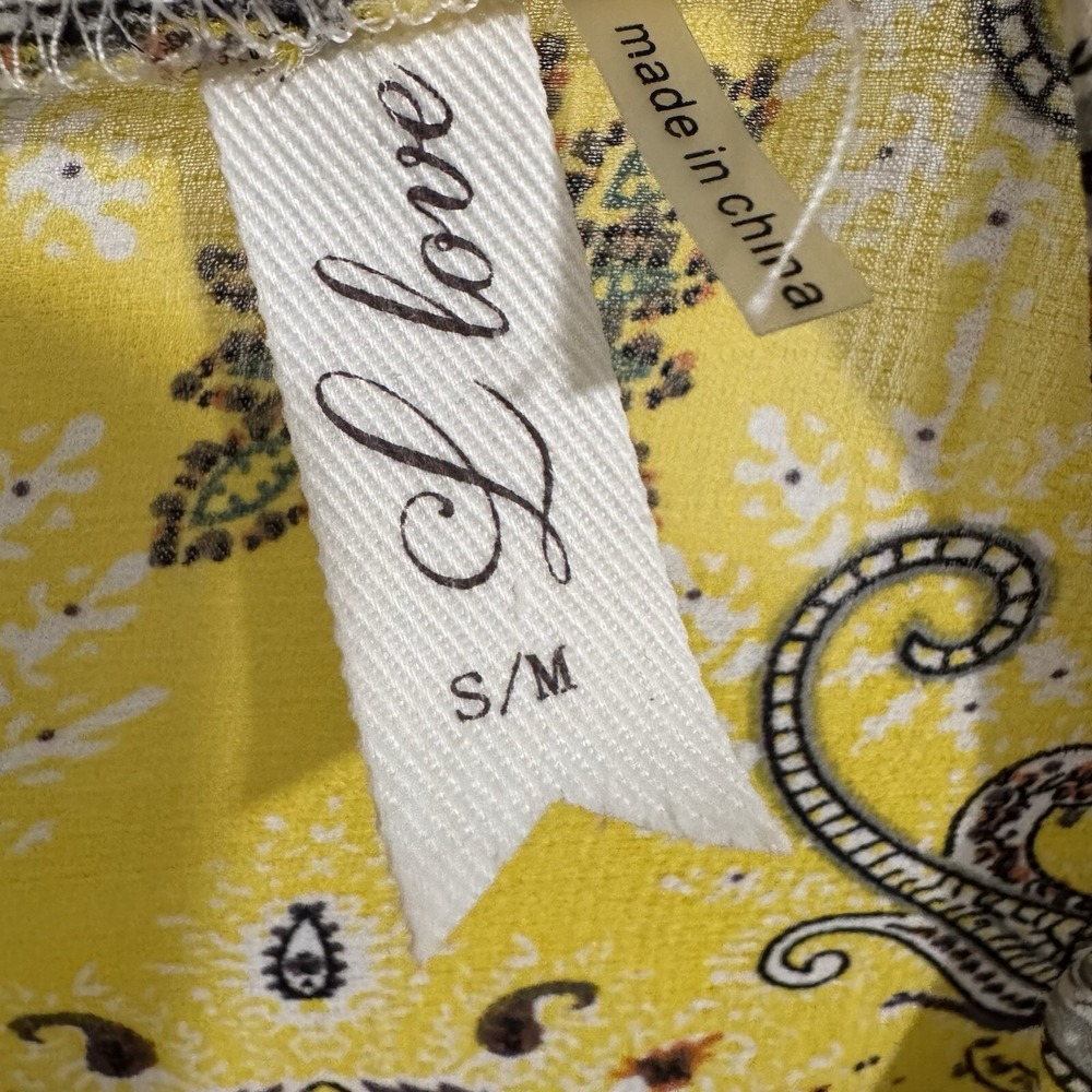 Love Yellow Blouse Boutique Size S/M Open In Front - Picture 4 of 5